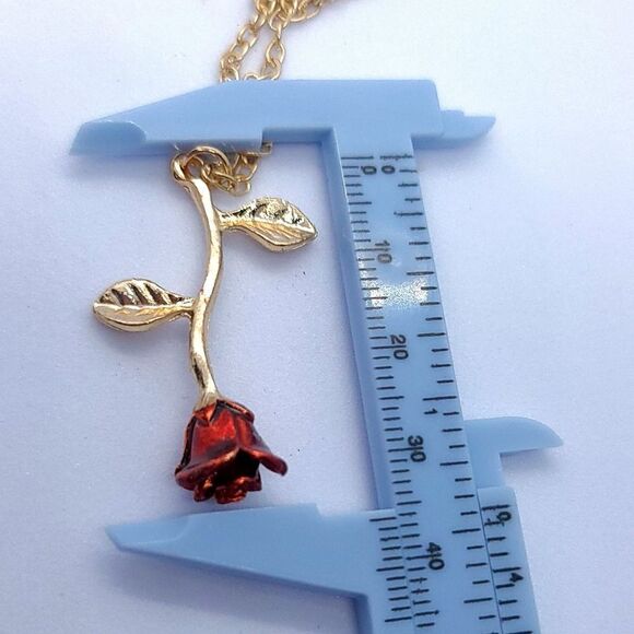 Red Rose Necklace Beauty and the Beast Romantic Jewelry Love Girlfriend Gift 🎁 - Picture 6 of 7